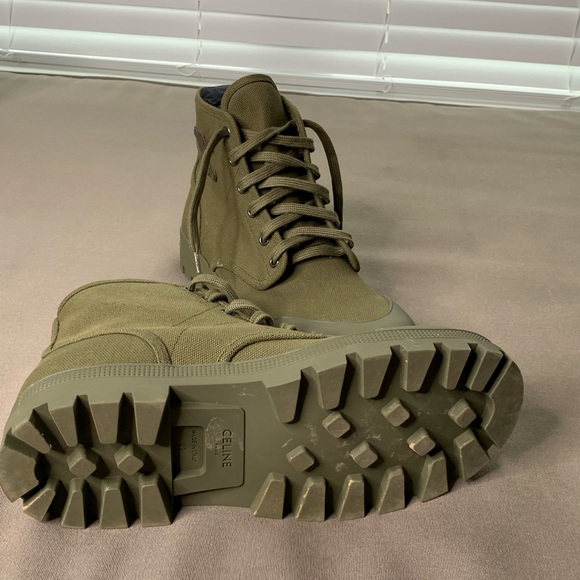 Celine”PATAPANS LACE UP BOOT IN CANVAS
ARMY GREEN” - Picture 8 of 11
